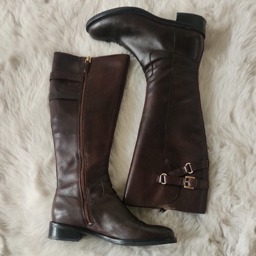 Ecco Dark Brown Leather Heeled Boots